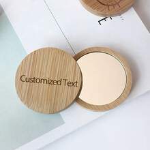 1/3/5pcs Customized Engraved Wooden Travel Mirror With Personalized Text, Portable, Suitable For Bridesmaids, Girlfriends, Valentine's Day And Mother's Day Gifts, Bridesmaid Gift, Makeup Mirror,Multi-Functional, ,Ornamental,Reusable,Exquisite,Stylish,High-Quality,Colorful,Modern,Custom,Personalized,Unique,Ideal Gifts For Him,Ideal Gifts For Her,Boyfriend,Dad,Girlfriend,Mom,Family,Friends,Tea Room,Home,Garden,Office,For Anniversaries,For Valentine's Day,For Mother's Day,For Birthdays,For Father's Day,For Graduation,For Weddings,For Housewarming - Multicolor - View 2