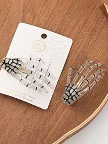 2pcs Skull Hand Hair Accessories, Gothic Style Dark Hair Clips, Niche Personalized Ghost Claw Hair Clips, Broken Hair Clips, Skull Hair Clips, Rose Hair Accessories, Personalized Hair Accessories Back To School