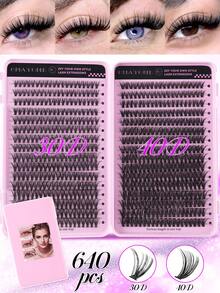 544/640pcs D-Curl Fluffy False Eyelashes, High Capacity, Suitable For Creating Dense, Fluffy And Natural Eye Makeup, DIY Home Makeup, Large Capacity Single Lash Book, Suitable For Beginners, Starters, Makeup Artists, Soft And Long-Lasting, Can DIY Fox Eye/Cat Eye Makeup, Segmented Lash Extension, Portable Lash Book, Convenient For Travel, Suitable For Stage, Wedding - D - View 5