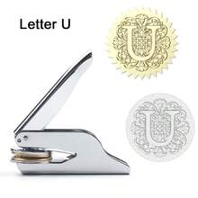 1 件不锈钢压花印章，巴洛克风格 26 个字母 A-Z 首字母系列，带花卉图案，手持式图书馆印章，首字母压花印章，婚礼压花印章，纸质压花印章，适用于书籍、信封、婚礼请柬和图书馆材料学校用品，返校