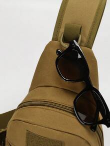 户外运动尼龙男士胸包、多功能腰包、大容量斜挎包、轻便单肩包、多口袋旅行包、便捷手机收纳包,适用于学生、初中、高中、校园、旅行度假、商务旅行、日常通勤、购物、办公、约会、户外、健身、跑步、骑行、锻炼、徒步旅行和露营、生日礼物、节日礼物 - 棕色 - 查看 9