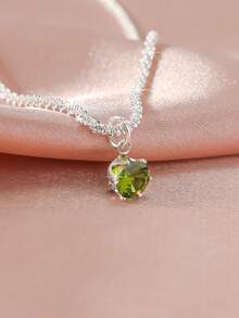 1 件简约优雅百搭闪亮银铜合金链配绿水晶吊坠脚链，适合送礼、日常、婚礼、派对、海滩、旅行装，适合女士 - 銀色 - 查看 3