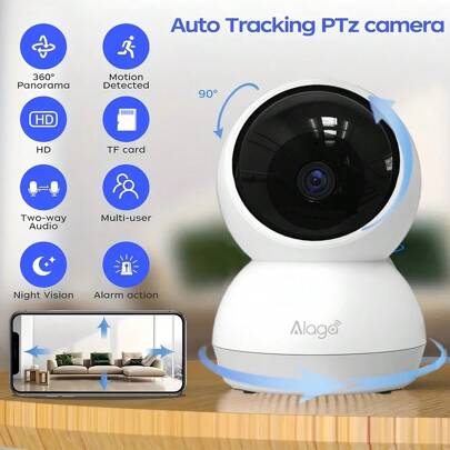 1pc Cameras Security 5G Wireless Wifi 2K High-Definition Wireless Security WIFI Camera, AI Intelligent Human Tracking And Motion Detection, 2.4G/5G Alarm Push, Video Surveillance, Smart Home Security Camera PTZ Camera Indoor And Outdoor Two-Way Audio Security, Baby/Pet/Home/Office Monitor