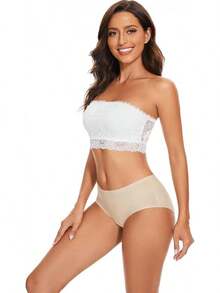 Strapless Bandeau Bra For Women Lace Floral Bralettes Stretchy Chest Wrap Non Padded Tube Top Seamless Bras For Women Halloween Christmas New Year