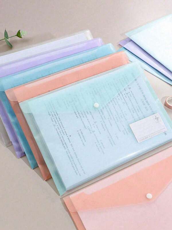 10pcs/20pcs Moly-Grey Reinforced Transparent A4 File Folders With Quick Fastener, Colors Randomly Assorted, Back To School, School Supplies