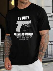 Camiseta divertida de amante de la trigonometría - Camiseta de tirador matemático friki - Camiseta de manga corta para hombres - Negro - Ver 1