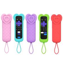 Funda de silicona con forma de corazón linda para el control remoto de Roku TV/Roku Player/Roku Voice Remote (sin conector de auriculares), estuche brillante en la oscuridad para el control remoto de Roku Express 4K+ HD Streaming Stick 4K Premiere Streambar Soundbar LE SE Streaming Media Device