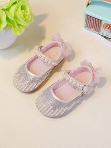 1双儿童时尚舒适平底珍珠装饰鞋