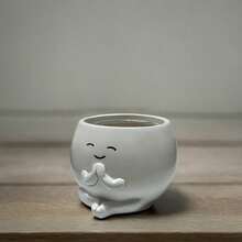 Maceta creativa y linda con cara sonriente para decoración de plantas en el hogar, oficina o balcón