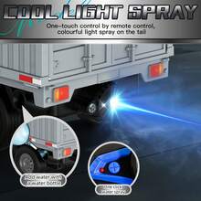 新款1:16比例遥控漂移攀爬2.4G喷水车，带喷水功能、音乐、灯光、尾灯、可开启车门，适合作为男孩女孩的趣味生日或节日礼物。