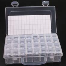 1 pieza Caja de almacenamiento de plástico transparente multiusos con 32/48/64 compartimentos y etiquetas adhesivas - Apta para cuentas, joyería, manualidades y suministros para arte de uñas - Cierre a presión, excelente para pintura de diamantes, bordado y caja de joyería