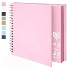 1 Peça Álbum de Fotos Scrapbook DIY de 7x7 Polegadas, Papel Kraft em Branco, Scrapbook com 20 Folhas, Livro de Memórias para Casamento, Família, de Volta às Aulas, Suprimentos Escolares