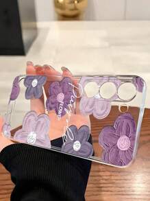 1 pieza Funda de teléfono pintada transparente con patrón de flores minimalista, antideslizante y a prueba de golpes compatible con iPhone 16/11/16pro/16plus/16promax/16e/15Promax/13/14/12/XS/XR/7G/8P, Galaxy 11/12Pro/12/12X/13Pro/14Pro/15Pro/X3pro/, Redmi 10/9/Note9/12c/Note11pro/Note8Pro/9C/9a, cubierta protectora de teléfono a prueba de golpes, a prueba de agua y resistente a los arañazos
