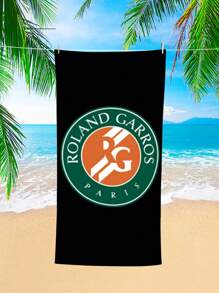 1pc Roland Garros Paris Tennis Logo Pattern Beach Towel, Microfiber Extra Large Beach Blanket, Super Absorbent Bath Towel, Suitable For Travel, Pool, Diving, Surfing, Yoga, Camping Beach Essentials