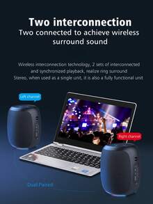ZEALOT S53 10W 无线扬声器，户外便携式重低音，TWS 支持双配对，3600mAh 电池，8 小时播放时间，环绕立体声，手持式低音炮。包括充电线/AUX，兼容 TF/USB，适用于智能手机/平板电脑/电视/电脑，适合户外/室内/海滩/派对使用 - 黑色 - 查看 11