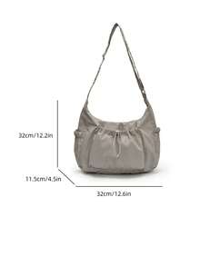 Spring/Summer New Ruched Cloud Drawstring Shoulder Bag, Crossbody Underarm Bag For Women - Grey - View 8
