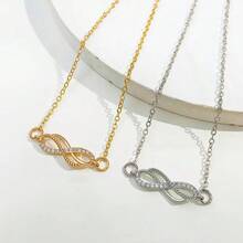 1pc Minimalist Rhinestone Number 8 Ankle Chain, Suitable For Daily Outings, Beach, Holiday - Yellow Gold - View 3