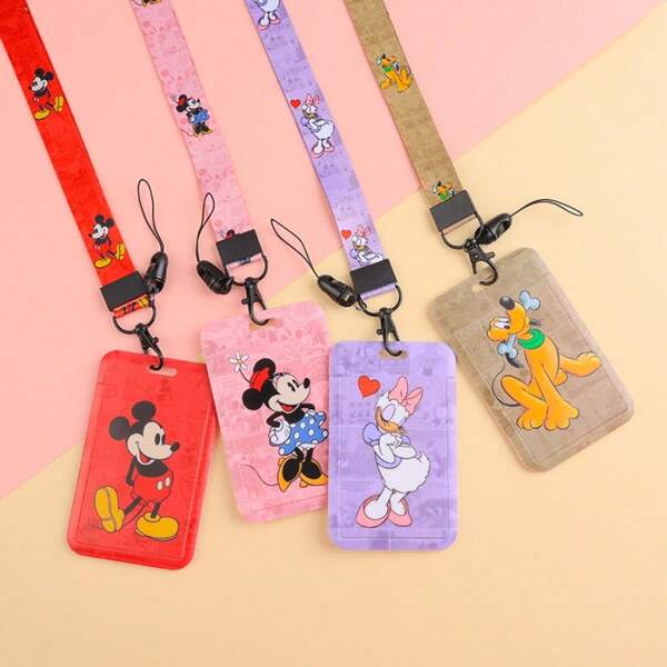 1pc Cartoon Student Campus Card Holder With Retractable Lanyard ID Badge Bus Card School Card Kindergarten Card Card Protector Case Back To School Season For Women Money Wallet Mini Wallet Purse Wallet School Supplies Card Wallet
