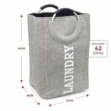 Laundry Basket Dirty Clothes Reinforced Multipurpose Lined Organizer - Grey - View 5