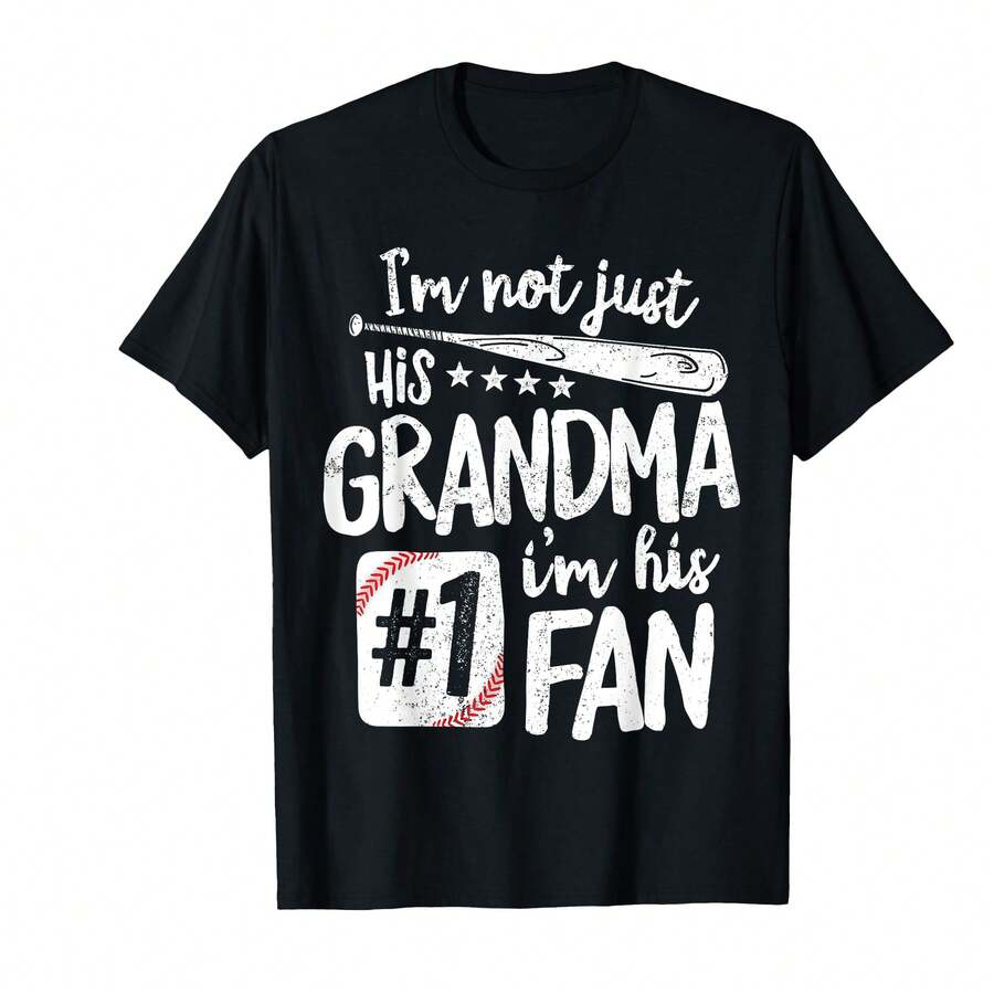 Men's Black Baseball T-Shirt Cotton Short Sleeve Comfortable Breathable Casual Sporty Tee For Grandpa Fan Perfect For Family Gatherings And Sports Events:MiM Gifts For Grandparents - Black - View 1
