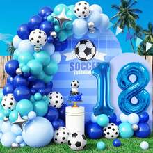 1 Set Fußball-Themen Luftballons, 32 Zoll groß, nummeriert (5, 6, 7, 8, 9, 10, 11, 13 oder Altersangaben), marineblau Luftballons geeignet für Sportereignisse, Geburtstage, Feiertage, Partydekorationen, Bogendekorationen