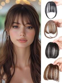 空气刘海夹式薄假刘海自然直发合成齐刘海饰品女生隐形自然发色 - 彩色 - 查看 3