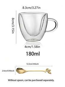 High Borosilicate Heat-Resistant Heart-Shaped Double-Layer Glass Milk, Coffee, Juice Cup With Handle, Heart-Shaped Breakfast Tableware, Heart Coffee Cup, Valentine's Day Gift, Christmas Gift - Multicolor - View 9