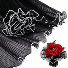 2pcs Crinkle Pearl Floral Wrapping Paper, Crinkle Pearl Organza Flower Packaging Paper, DIY Floral Mesh Crinkle Wave Paper, Suitable For Wedding Anniversary Birthday Flower Shop Supplies, Holiday Party Decorations, Graduation Gift Wrapping Paper