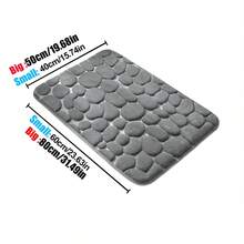 1pc Coral Fleece Non-Slip Patterned Stone Bathroom Mat, Memory Foam Absorbent Doormat, 50*80cm/40*60cm - Multicolor - View 3