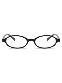 1副女士黑色椭圆形PC镜框小号INS复古风素面眼镜，适合日常佩戴 - 黑色 - 查看 4