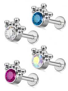 1 pieza Anillo para el labio con gota de agua con rhinestone, joyería para perforaciones en la oreja, Ashley Maduro Medusa, material hipoalergénico de acero inoxidable 316L, diseño de espalda plana con rosca interna, apto para uso diario, fiesta, cita, regalo para novia, amigas, estudiantes, madres - Multicolor - Ver 9