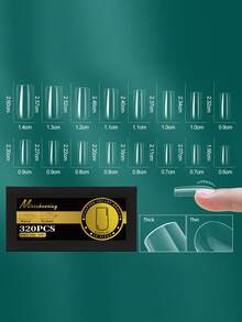 160片-320片热销透明假指甲美甲拱形指甲半磨砂美甲无痕假指甲 - 無色 - 查看 9