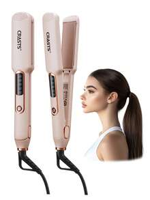 CRASTS 专业直发器、平板夹、卷发器、直发器和卷发器、快速加热、液晶显示屏、快速温度调节、钛硬板、家庭和沙龙使用、护发礼品 - 英規插(220-240V) - 查看 3