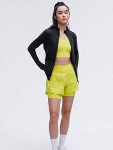 Define Jacket Luon-For Yoga Gym Running-Sweat-Wicking-Yoga-All Seasons Sport-Spring/Summer-Autumn/Winter-Back To School - màu đen - Xem 2