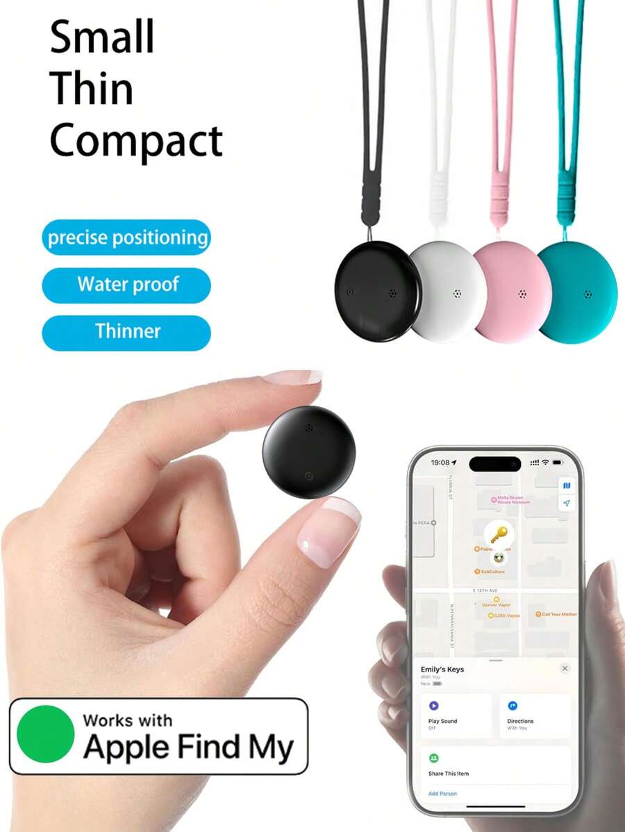 1/4 piezas Rastreador Anti-Perdida Inteligente por GPS - Certificado MFi, Seguimiento en Tiempo Real, Sin Instalación Requerida, Adecuado para Mascotas, Bolsas, Maletas, Bicicletas, Autos, Compatible con la App "Buscar" de IOS, Anti-Pérdida Libre de Preocupaciones (Solo iOS)