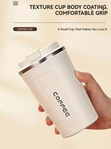 1pc 380ML Reusable Stainless Steel Coffee Cup, Portable Travel Mug, Leak-Proof Insulated Water Bottle For Office & Car Back To School