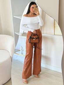 Winter Modal Blouse High Elasticity Elegant Off-The-Shoulder Blouse - White - View 2