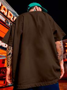 Oversized Streetwear Academia Lisa Premium 100% Cotton T-Shirt NERD VEST - 鏽棕色 - 查看 7