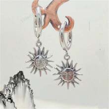 1pc French Vintage Titanium Steel Earrings With A High-End Feeling, Sun Pendant Earrings