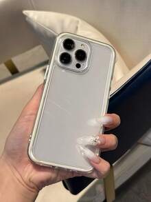 苹果智能时尚手机壳高端手感三合一加厚硬质材质炫彩纯色边框个性创意粉色、白色、黑色、蓝色、绿色极简简约防摔全覆盖透明感炫彩手机壳防水防震防摔防刮 - 白色 - 查看 8