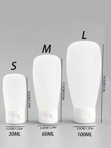 1pc/2pcs Portable Travel Silicone Lotion/Shampoo Bottles, Squeeze Press Facial Cleanser Shower Gel Plastic Container Back To School - White - View 1