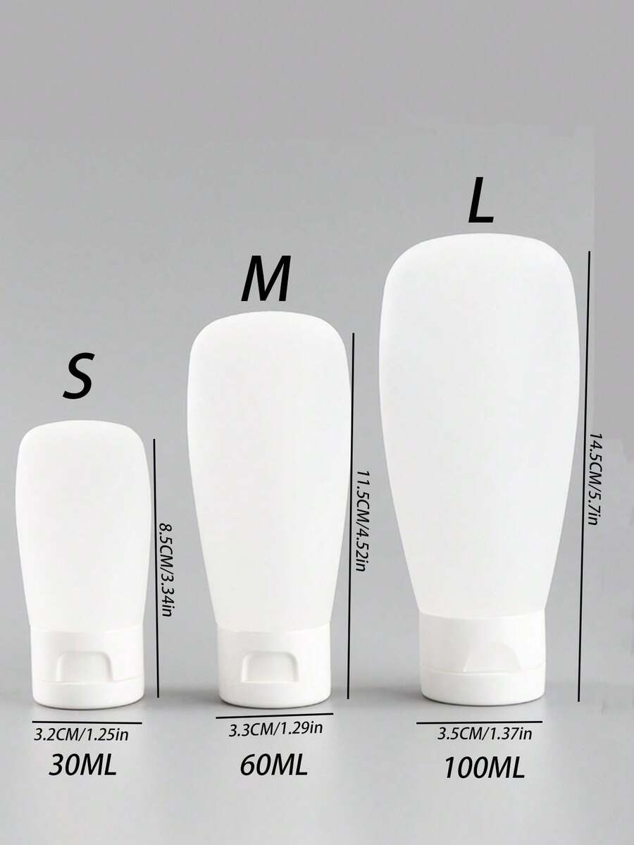 1pc/2pcs Portable Travel Silicone Lotion/Shampoo Bottles, Squeeze Press Facial Cleanser Shower Gel Plastic Container Back To School - White - View 1