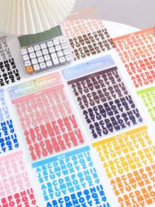 8 Sheets/Pack Vitality Alphabet Series Stickers, Gradient English Alphabet Pattern Design Handbook DIY Album Decoration Stickers, Gifts For Friends