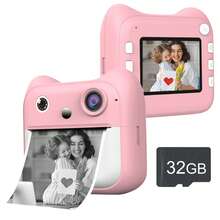 Kids Instant Camera With 2.4-Inch, USB Rechargeable, Cute Design, Including Printing Paper For Entertainment Photos, Durable Youth Photography | Durable Youth Camera,Multi Functions Instant Print Camera ,Music Player Enjoy Tho Music Time ,Mini Instant Camera, Compact Pocket Size Suitable For Travel And Daily Use,Toy Camera