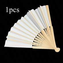 1/5/6/10/12 件折叠纸扇，派对用空白折叠手扇，DIY 工艺品 - 白色 - 查看 11