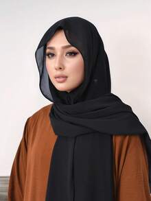 1 件女式头纱磁扣纯色雪纺围巾连帽帽头巾头巾，透气舒适，适合日常佩戴