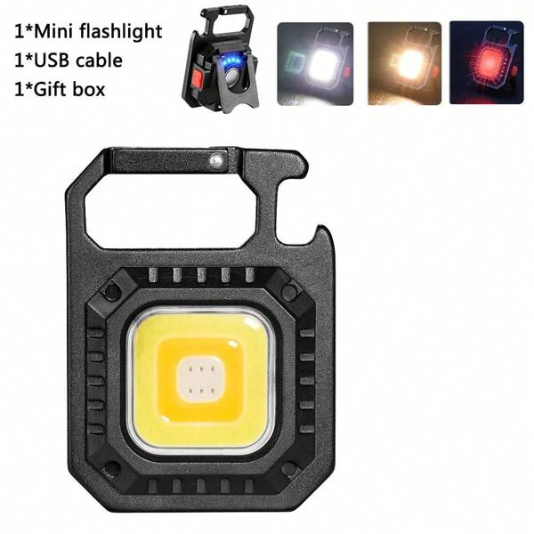 1 pieza Luz de llavero portátil y multifuncional USB, luz de trabajo de alta luminosidad COB, luz para reparaciones, luz de emergencia, luz para camping al aire libre