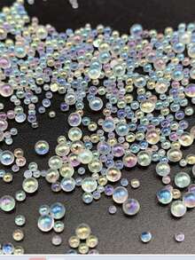 [泡泡珠] 20000 颗圆形彩色混合尺寸泡泡珠 0.6-3 毫米迷你泡泡珠适用于 DIY 树脂模具硅胶首饰制作 - 用于工艺品和 DIY 指甲装饰