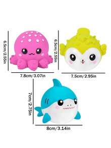 1pc Pet Latex Squeak Toy, Floating Octopus/Shark/Puffer Fish, Self-Entertainment Dog Toy - Multi-Color - Multicolor - View 14