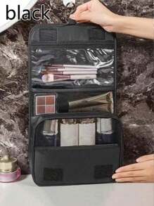 1pc Hanging Toiletry Bag, Bathroom Storage Bag, Toiletries Organizer, Cosmetic Storage Bag, Multi-Function Organizer Bag For Eye Shadow, Mirror, Eyeliner, Lip Gloss, Skin Care Products, Toothbrush, Toothbrush Cup, Soap, Shampoo, Comb, Watch, Mobile Phone, Necklace, Jewelry, Digital Product Storage, Travel Essentials, Holiday Organizer, Bathroom Essentials.